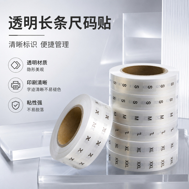 In-stock transparent clothing size stickers, waterproof and oil-proof, S/M/L/XL clothing size labels, self-adhesive size stickers In-stock transparent clothing size stickers, waterproof and oil-proof, S/M/L/XL clothing size labels, self-adhesive size stickers