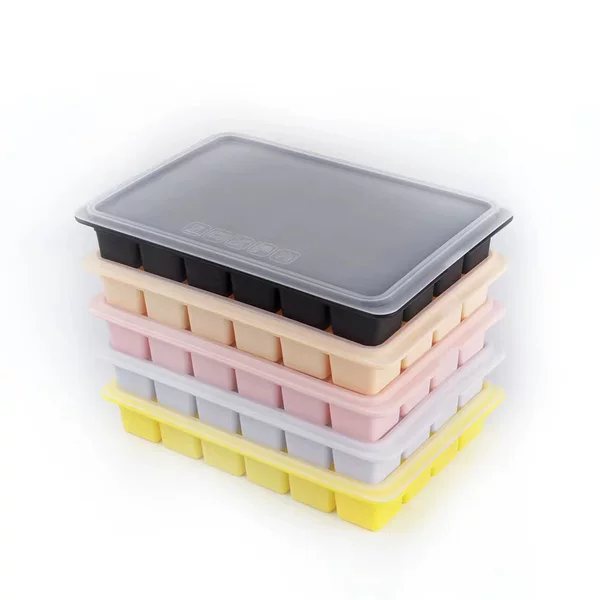 Cross-border spot platinum tasteless Silicone Ice Cube 24 grid mold refrigerator frozen ice cube ice maker with lid ice box
