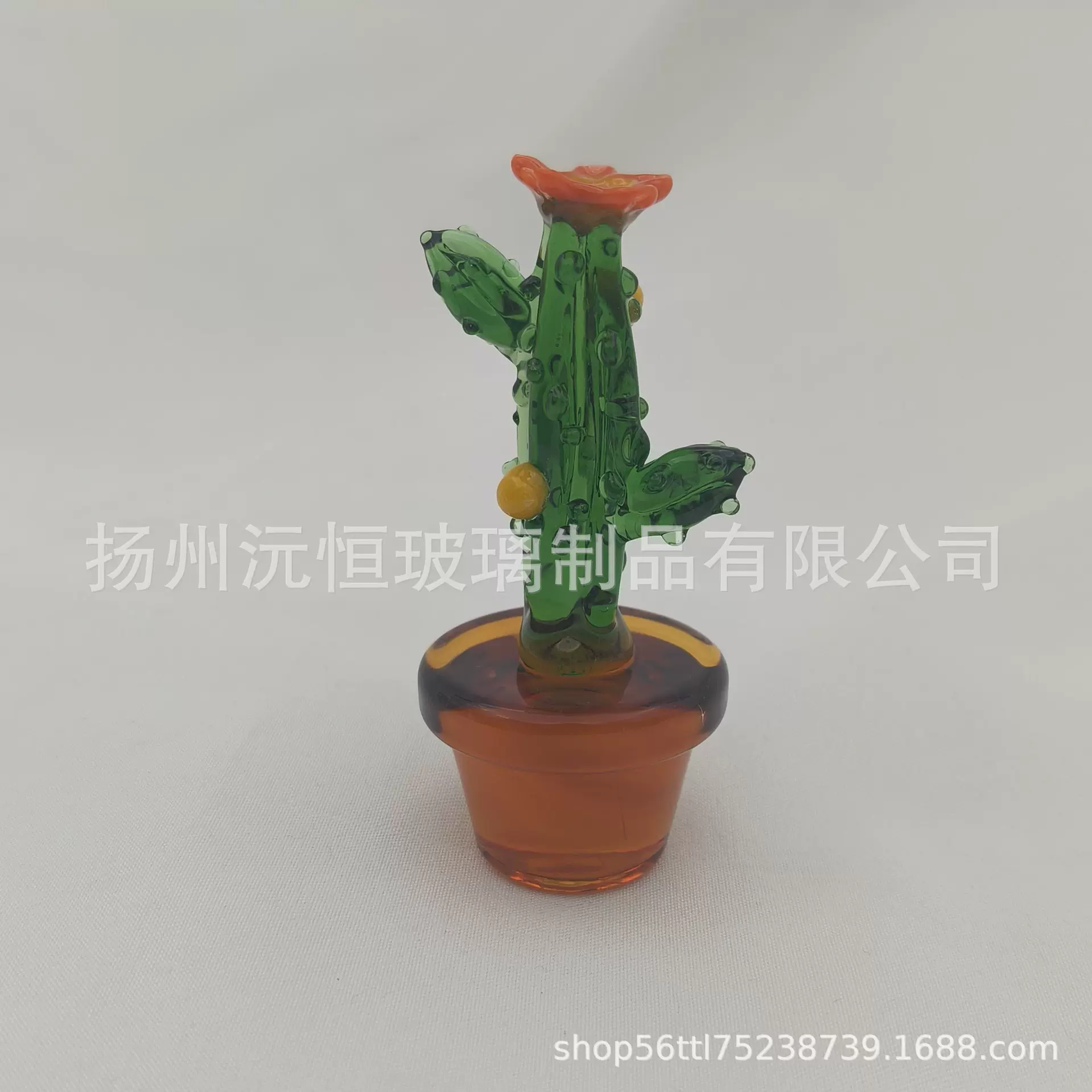 仿真仙人掌多肉蘑菇玻璃水晶桌面摆件工艺品柜台装饰跨境货源