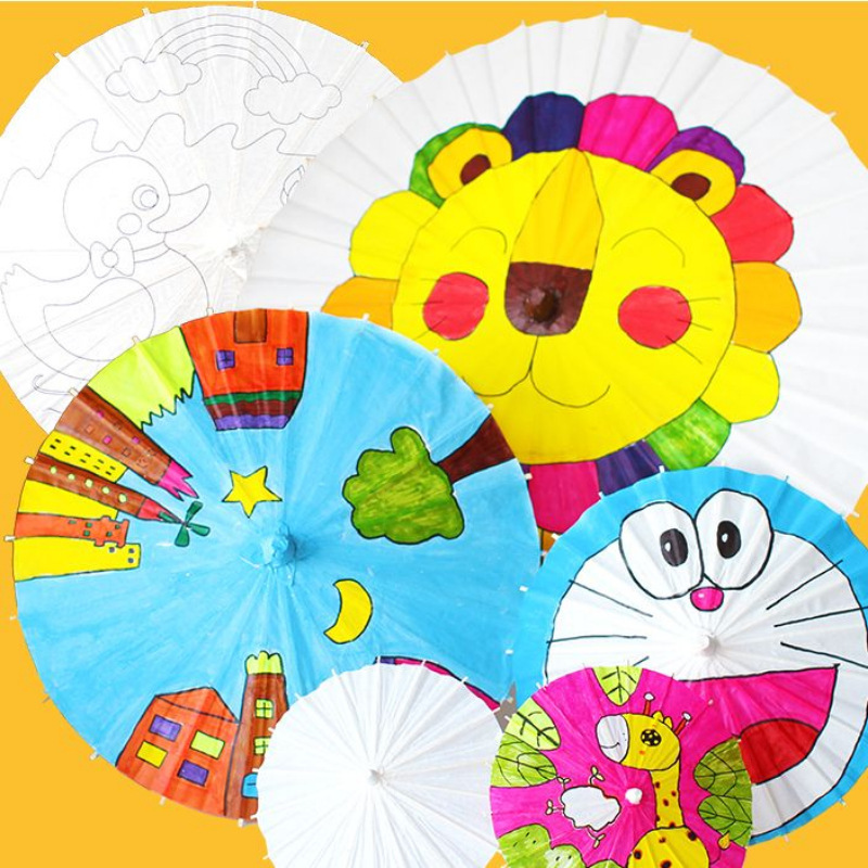 Ancient Style Oil Paper Umbrella DIY Children's Handmade Painting Umbrella Kindergarten Art Materials Blank Umbrella for Crafting Ancient Style Oil Paper Umbrella DIY Children's Handmade Painting Umbrella Kindergarten Art Materials Blank Umbrella for Crafting