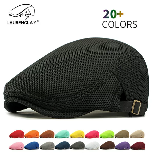 Beret Hat for Women, Summer Thin Style, Hollow Mesh Breathable Baseball Cap for Men, Korean Style Plain Retro Sun Protection Cap, Forward Cap