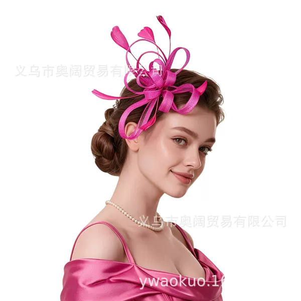 European and American fashion feather headdress bridal headdress flower wedding dress hair accessories performance dance catwalk vintage mesh headdress