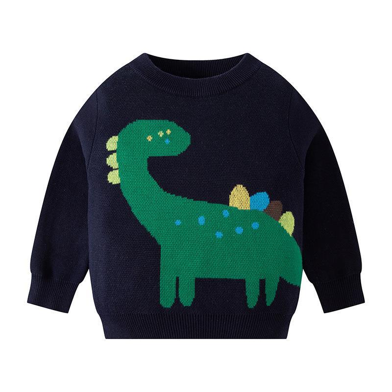 Personalizado be top ropa para niños otoño e invierno versión coreana del nuevo suéter de dinosaurio cálido del bebé para niños de punto de cuello redondo