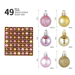 スポットクリスマスボール ホリデーデコレーション 3cm 49個入り ボックス入り 光沢マットピンク電気メッキハンギングボール ゴールド、レッド、グリーンの輝くボール