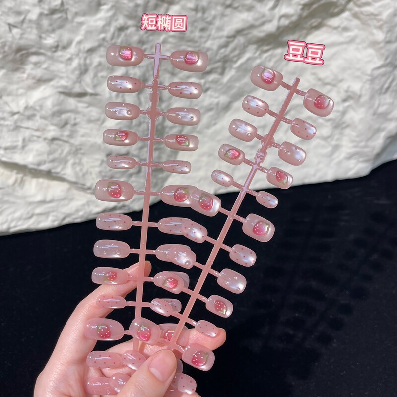 Water Drop Strawberry Cat Eye Glass Bead Nail Art Simple and Elegant Pre-Made Nail Pieces Finished Nail Products Wholesale Water Drop Strawberry Cat Eye Glass Bead Nail Art Simple and Elegant Pre-Made Nail Pieces Finished Nail Products Wholesale