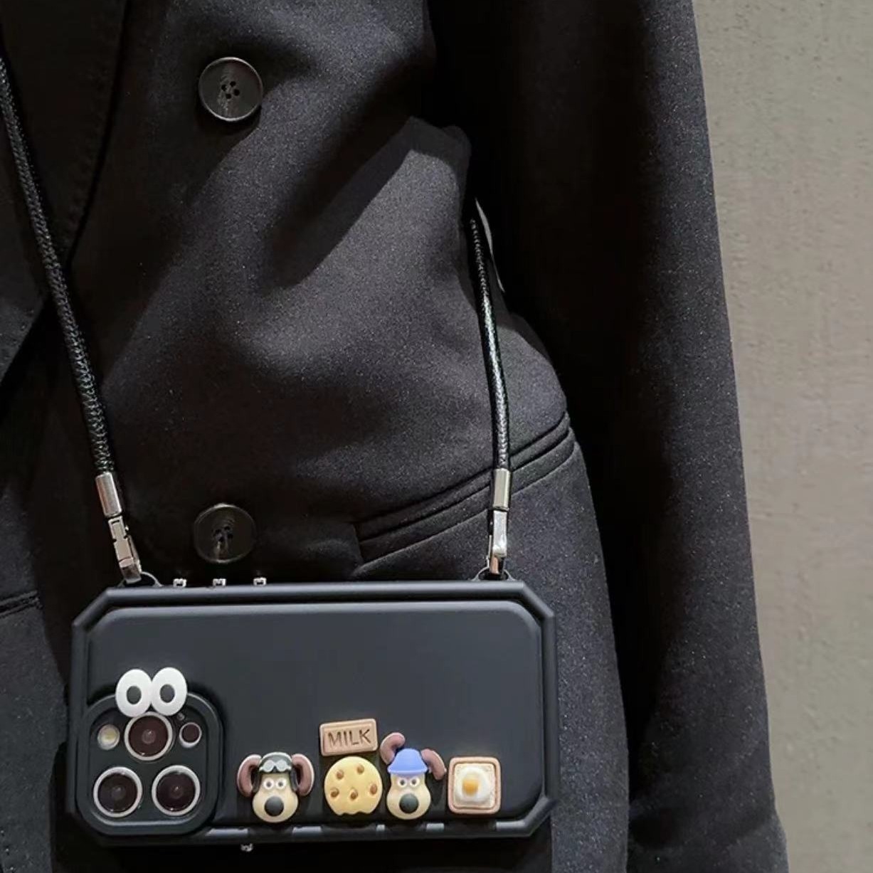 Perro tridimensional portátil de color sólido para iPhone14 piel diagonal 15ProMax funda para teléfono móvil 12 Apple 13 hombres y mujeres