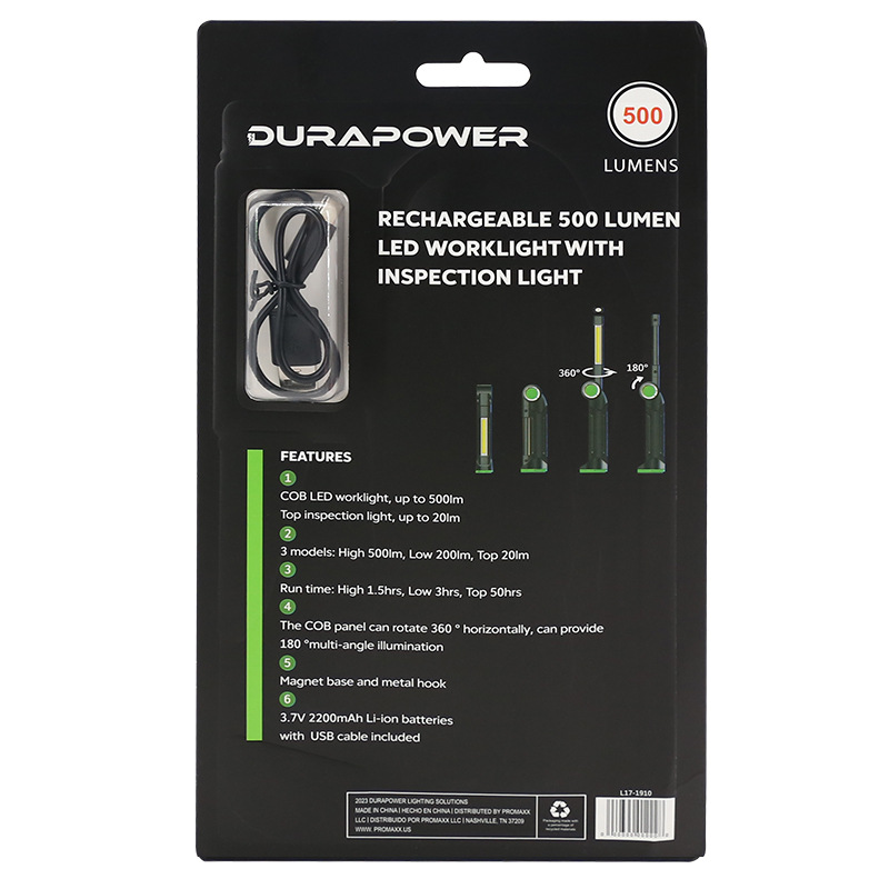 Cross-Border Rotating Auto Repair Work Light Led Rechargeable Emergency Inspection Light with Strong Magnetic Attachment for Car Maintenance and Inspection