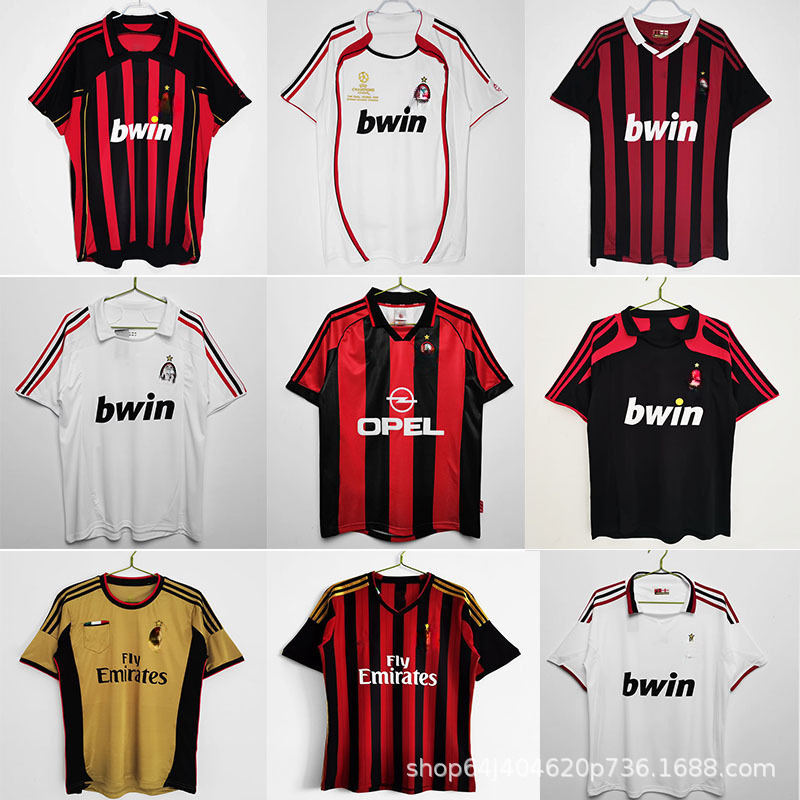 AC Milan retro jersey, 2006-07 season home and away Champions League, number 22, Kaka, Maldini, Inzaghi football jersey.