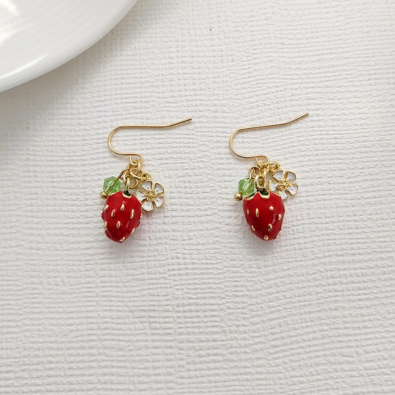 Sweet Fruit Alloy Stoving Varnish Glass Earrings display picture 1