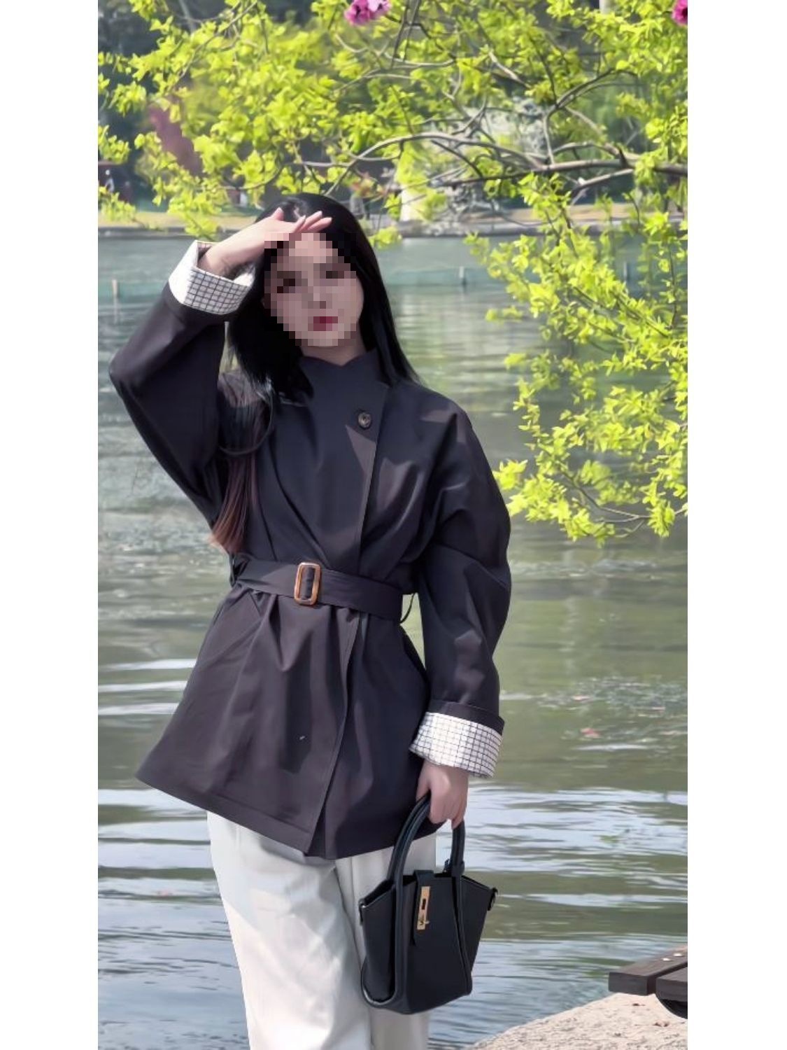 韩系中长款立领风衣羽绒棉服女冬季新款宽松收腰外套上衣