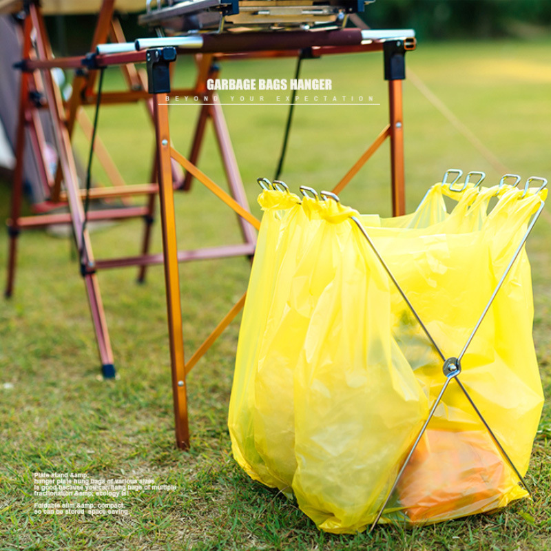 Outdoor Camping Folding Garbage Rack Storage Rack Creative Household Kitchen Metal Trash Can Garbage Bag Holder Hanger Outdoor Camping Folding Garbage Rack Storage Rack Creative Household Kitchen Metal Trash Can Garbage Bag Holder Hanger