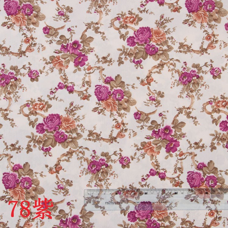 厂家现货批发围裙袖套玩具箱包印花布欧式紫色竹编篮桃皮绒印花布