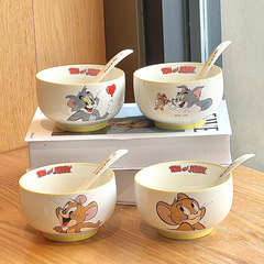 猫とネズミのかわいい陶磁器の茶碗2025の新しいご飯の碗の子供のかわいい食事の個人の専用の碗の食器