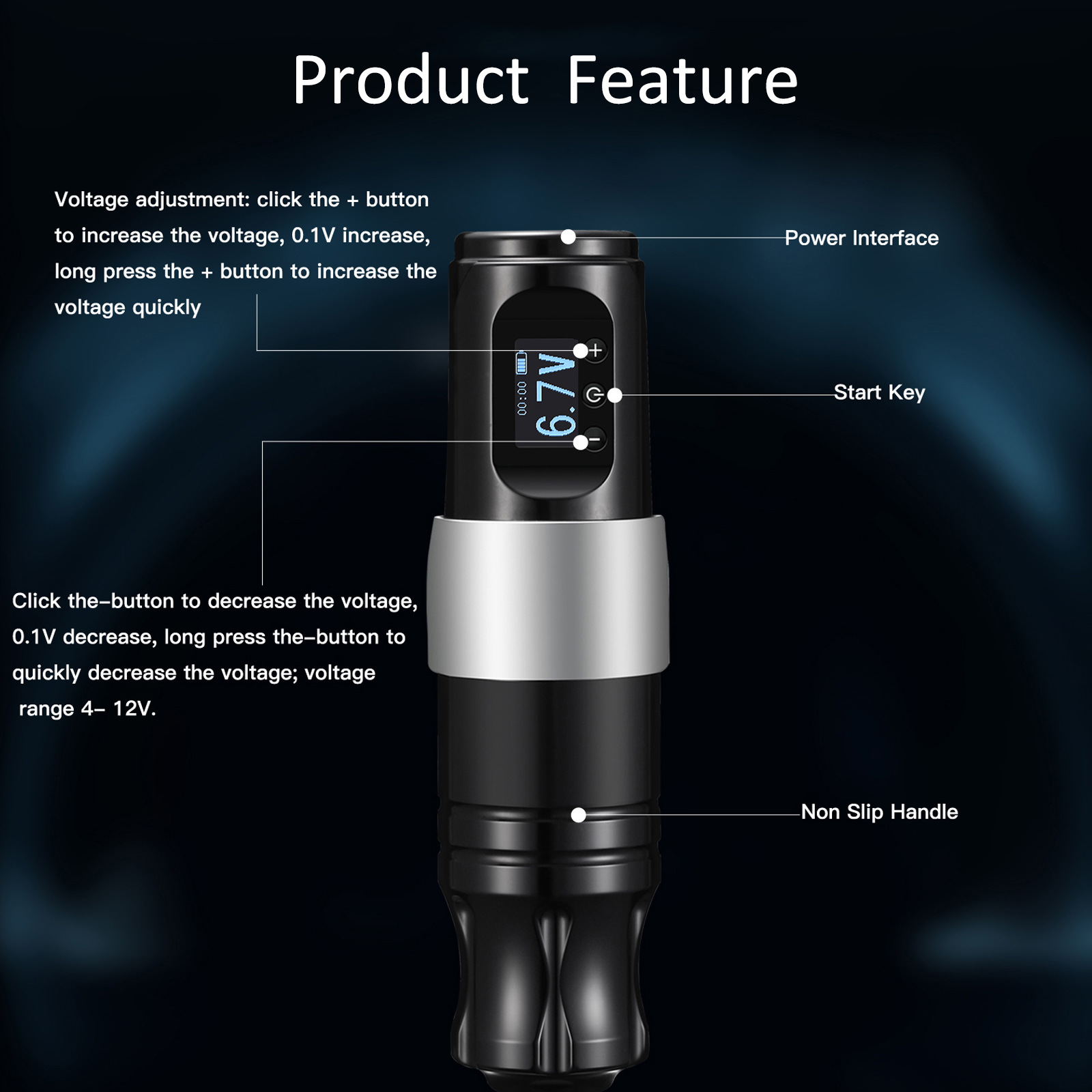 Tuffking máquina de tatuaje inalámbrica pantalla LCD OLED 1800 ma herramienta de tatuaje de batería desmontable de gran capacidad