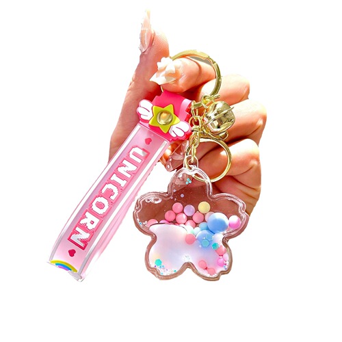 Luminous oil quicksand bottle can astronaut small gift lollipop bubble bead drift bottle key chain pendant