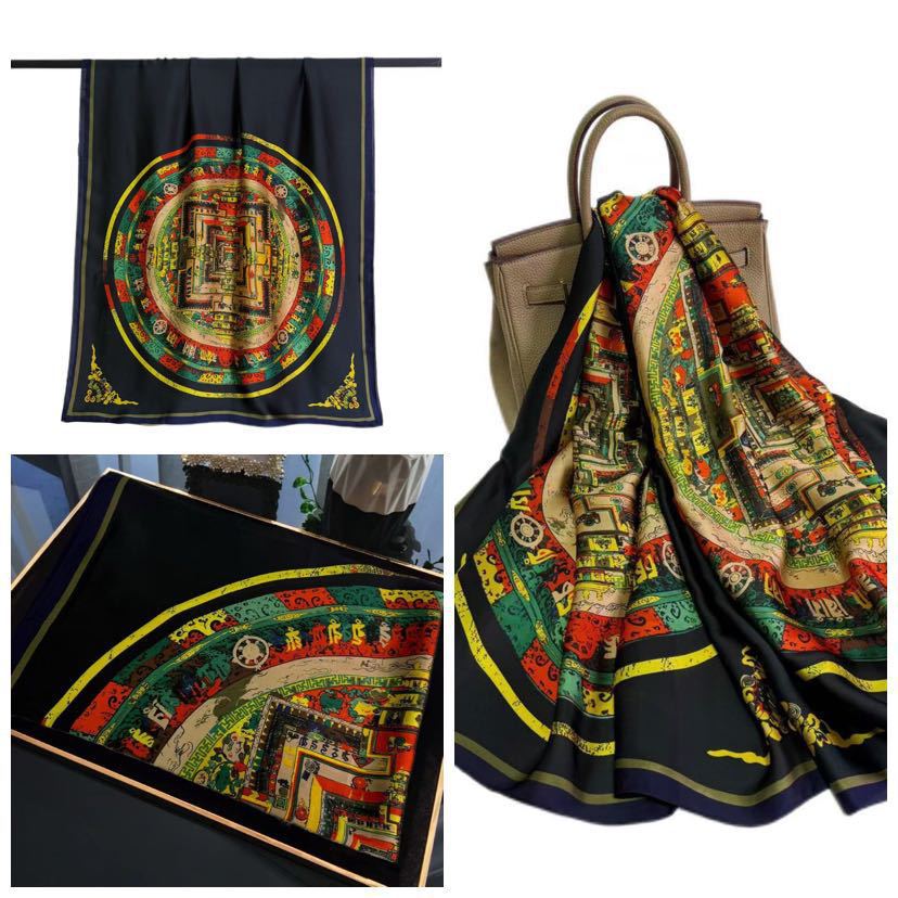 Verano nuevo estilo bufanda de seda de alta gama damas todo fósforo seda de morera bufanda de moda gran marca imitación seda protector solar chal exterior