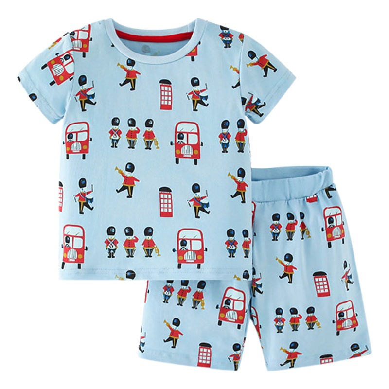 En stock malwee niños traje verano nuevo europeo y americano impreso cuello redondo camisa casual manga corta niños traje de dos piezas