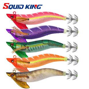 New lead head wooden shrimp luminous squid bait 27G 40g imitation shrimp slow sinking sea fishing squid hook