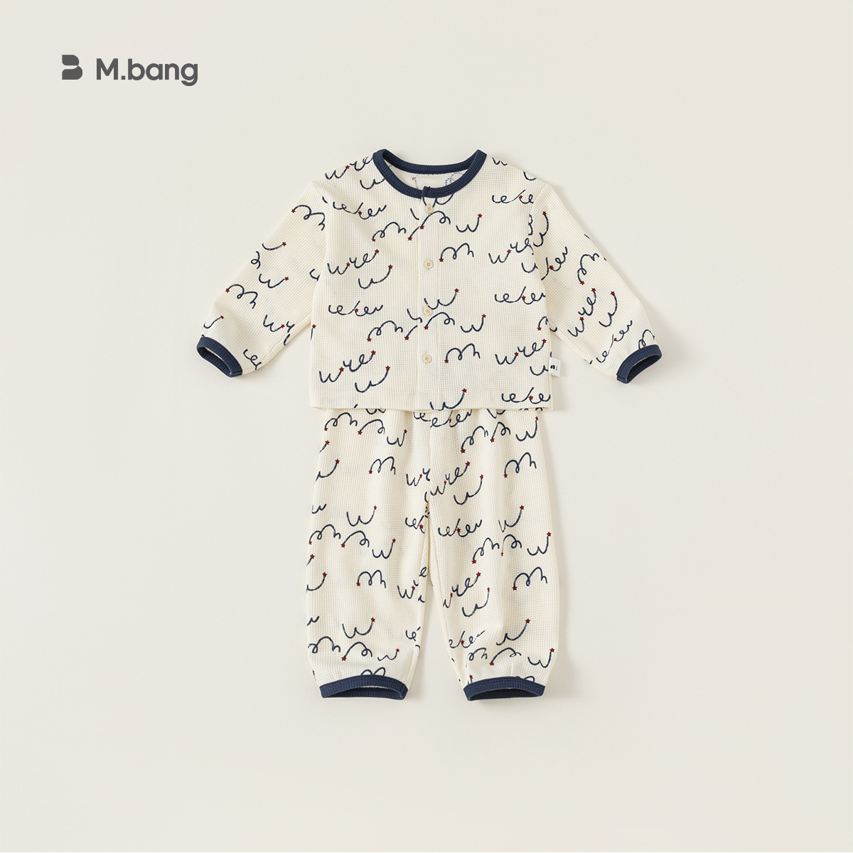 Babycity niños pijamas traje niños y niñas waffle cuello redondo cardigan ropa para el hogar conjunto de dos piezas CT24028