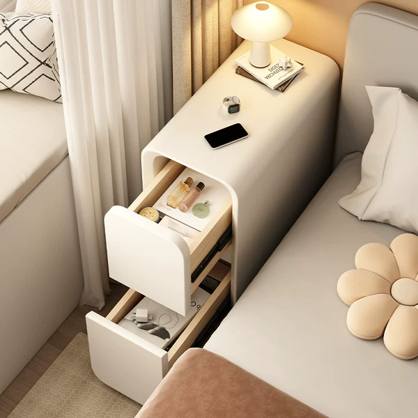 Cross-Border Wholesale Ultra-Narrow Bedside Table, Solid Wood Bedroom Cabinet, Small Cabinet for Home Use, Bedside Storage Cabinet, Simple Design for Small Apartments