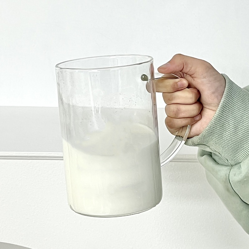 1 litro de alta capacidad de vidrio de borosilicona con mango de vidrio resistente a altas temperaturas sensación de lujo ligero para el hogar