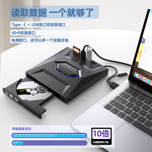 Plug-in card expandable multi-function external optical drive DVD burner four-in-one USB3.0/TYPE can be connected to an external U disk