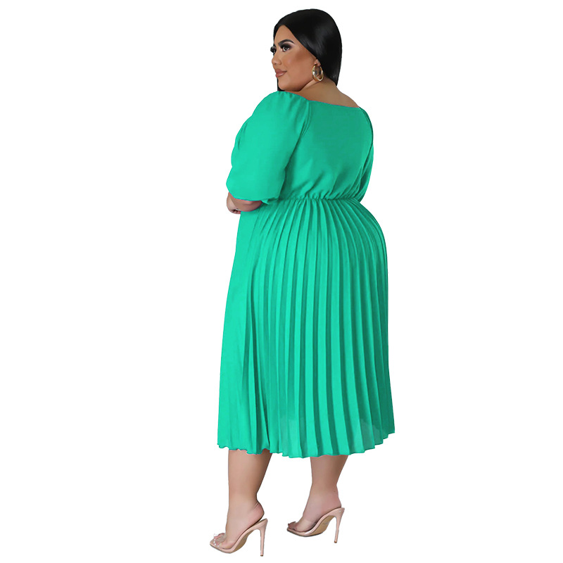 Regular Fit Fit Type Solid Color Pattern Summer Season Streetwear Style Wholesale Streetwear Solid Color Daily V Neck Half Sleeve Pleated Skirt