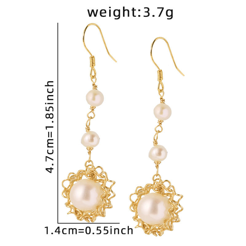 Flor de perla natural original gancho de orejas de alambre perlas pernos de orejas mujeres dulces pendientes de alta calidad pendientes de orejas universales pendientes de orejas por mayor