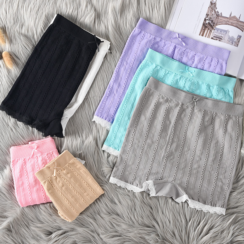 Fresh Summer Lace Anti-Exposure Twist Safety Shorts Seamless Comfortable High-Elasticity Leggings Shorts Women's Pants Factory