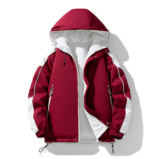 Customized Logo2024 New Double-Sided down Jacket Men's Autumn and Winter New Contrast Color Hooded Versatile Fashionable Cotton Coat