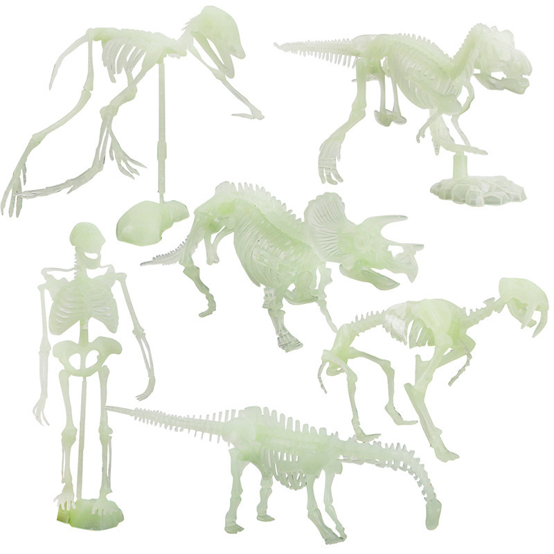 Simulación educativa para niños dinosaurio luminoso esqueleto modelo arqueológico juguete DIY ensamblado a mano fósil dinosaurio animal