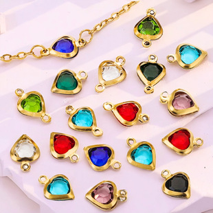 Stainless Steel Crystal Water Drop Series Niche High-End Colorful Titanium Steel Pendant Necklace DIY Jewelry Accessories Wholesale