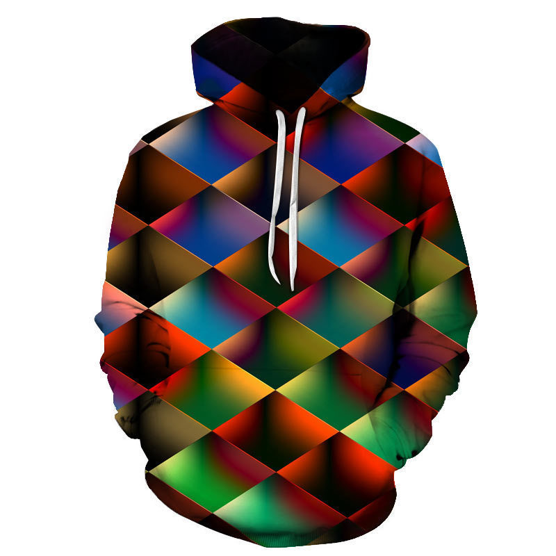 Factory Direct Sale 3D Digital Trendy Men's Loose Sweatshirt Square Men's Casual Sports Hoodie in Stock Assorted Styles