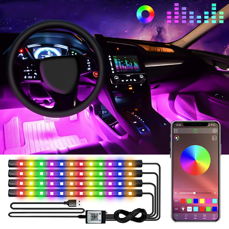 Un remolque cuatro automóviles lámpara de atmósfera pie lámpara de atmósfera montada en automóviles lámpara de mejora de pie lámpara interior de automóviles