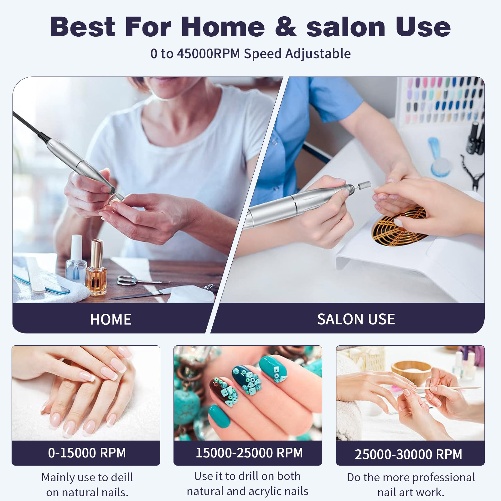 Amolador de uñas eléctrico portátil transfronterizo nuevo amolador de uñas profesional V2 45000 rpm almacenamiento de energía