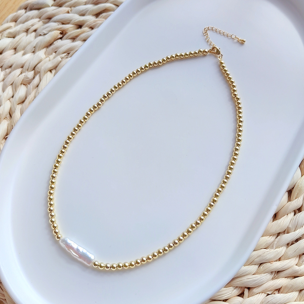 Women'S Gender Plating Design 1 Piece Fashion Round Freshwater Pearl Copper Plating Necklace