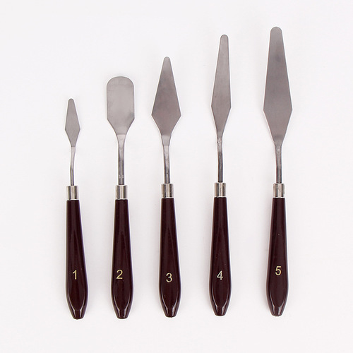 Five-piece art tool scraper set, stainless steel painting knife, oil paint palette knife, acrylic gouache scraper