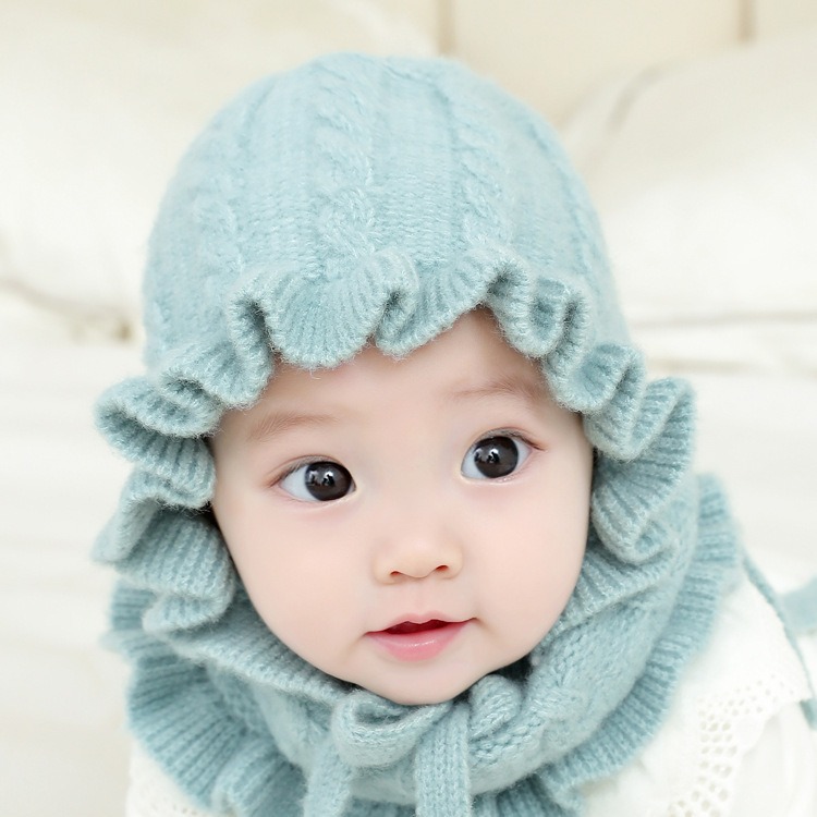 Sombrero DE LOS NIÑOS bufanda invierno Bebé sombrero de lana Corea del Sur nuevo bebé sombrero invierno lindo encaje sombrero traje femenino image 4
