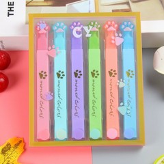 Cartoon cat claw highlighter boxed oblique head eye protection student key line marking pen light color handbook note pen