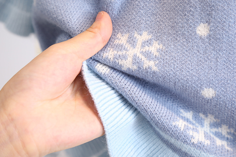 Girls' Woolen 2021 Children's Sweet Korean Edition Western style Ice and Snow Romance Knitted Dress 9002_voghion.com