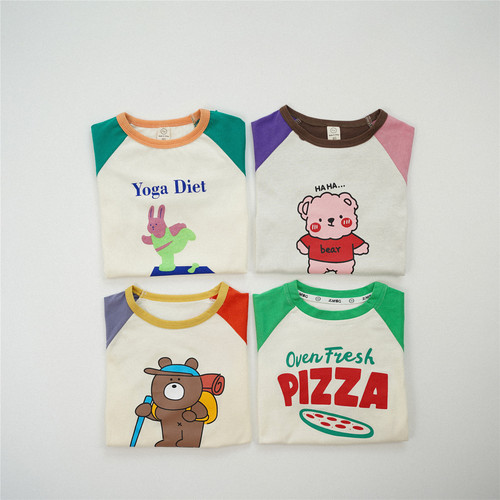 2024 spring new boys' T-shirt long-sleeved children's bottoming shirt pure cotton children's spring clothing girl's bottoming top