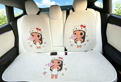 New Model Cartoon Q-Style Beautiful: Seat cushion, seat cover - blowing-bubbles-xiaoyu-back-row-three-piece-set
