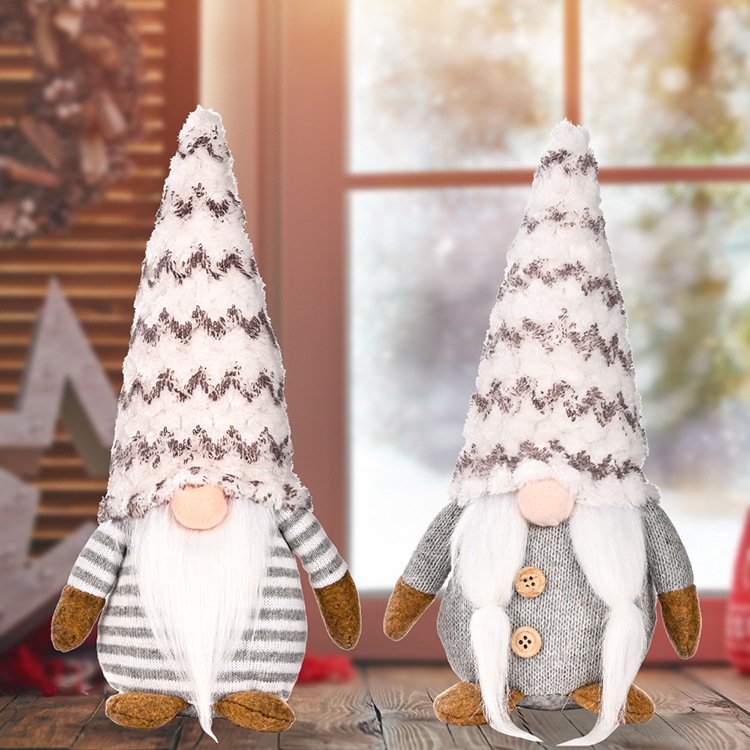 280g Weight Christmas Festival Cross-border New Christmas Decoration Christmas Rudolf Doll Christmas Gray Faceless Doll Standing Posture Doll Ornaments 无