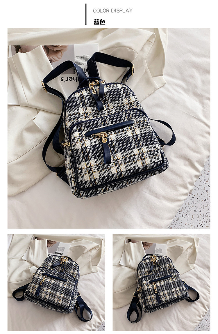 Nihaojewelry Fashion Plaid Zipper Backpack Wholesale display picture 3