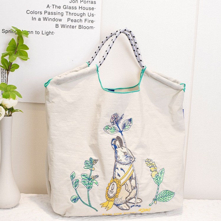 공 체인 일본 하이 퀄리티 친환경 쇼핑백 자수 손 캔버스 가방 나일론 쇼핑백