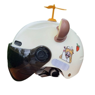 Motorcycle Safety Supplies – New National Standard 3C Certified Kidsren's - 3c-off-white-short-tea-5-15-years-old-random-stickers-cute-ears-windmill-one-size-fits-all