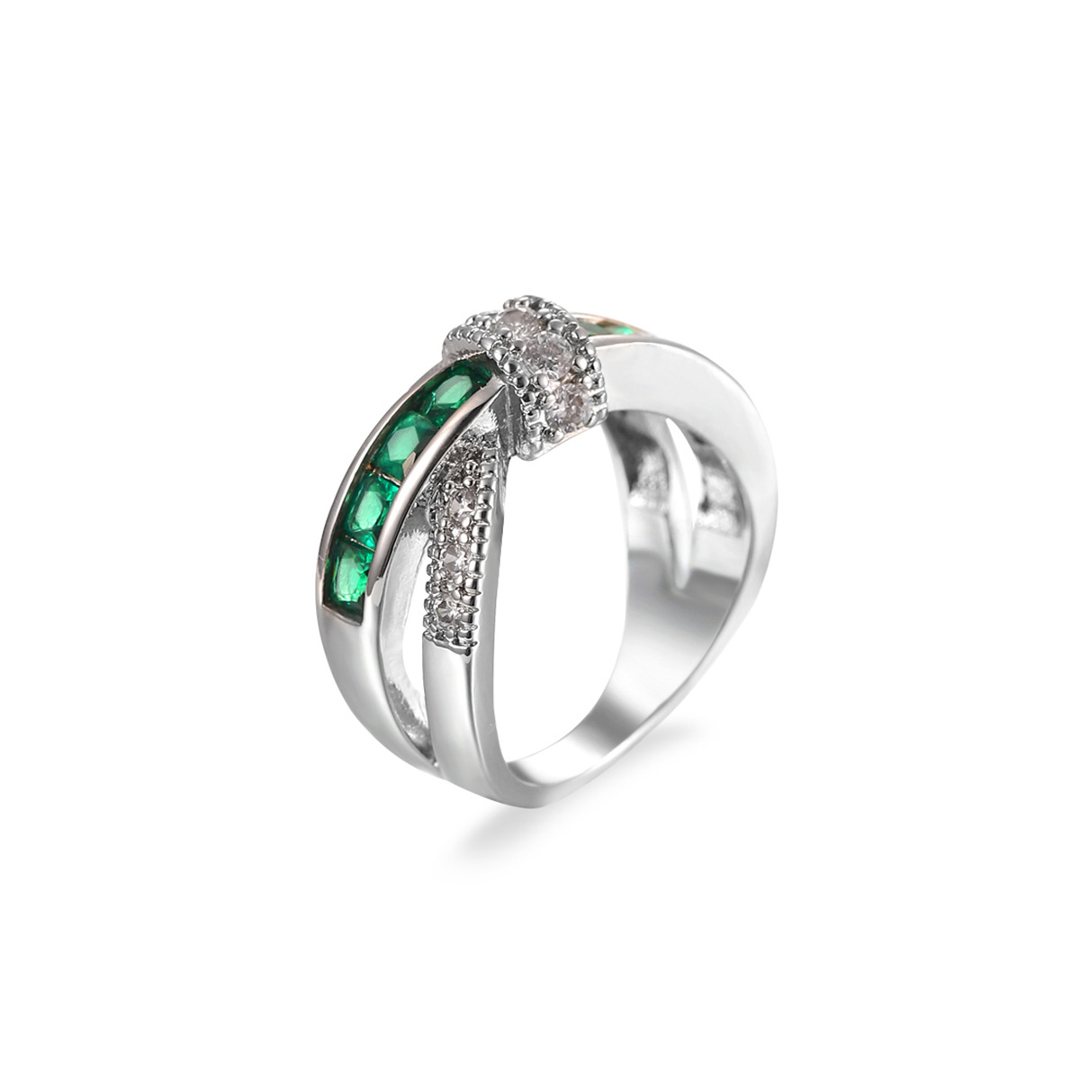 Geometric Pattern Fashion Geometric Copper Plating Zircon Rings 1 Piece