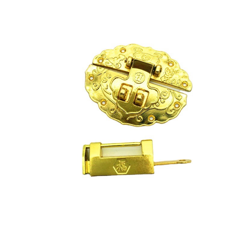 厂家直供    漆器盒椭圆搭扣         礼品盒锁扣       福字锁扣