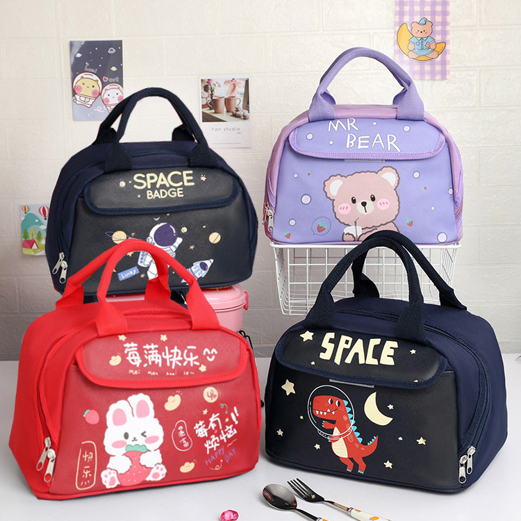 Handbag Cartoon Waterproof Large Capacity Primary School Students Insulated Lunch Box Bag Bag with Meal Lunch Bag Lunch Bag Large Size