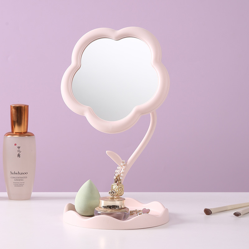 Espejo de maquillaje de escritorio de plástico desmontable giratorio espejo de sol dormitorio espejo de maquillaje HD